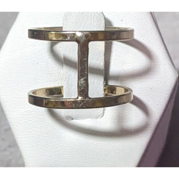 Modern Silver Tone Double Layer Cage Ring Size 9 - Picture 2 of 11